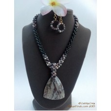 Serpentine Jasper necklace and earring set